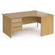 Harlow Panel End Ergonomic Desk with Three Drawer Pedestal